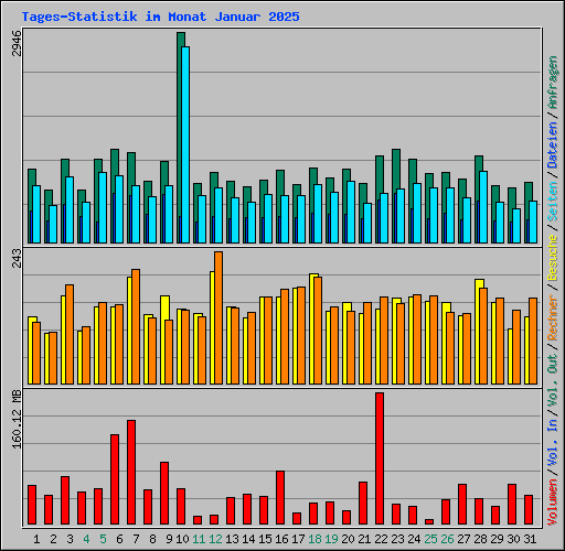 Tages-Statistik im Monat Januar 2025